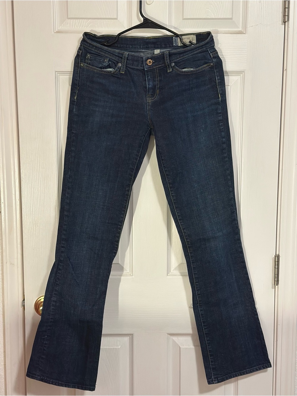 Women’s 1969 GAP Dark Blue Boot Cut Jeans with Yellow Stitching